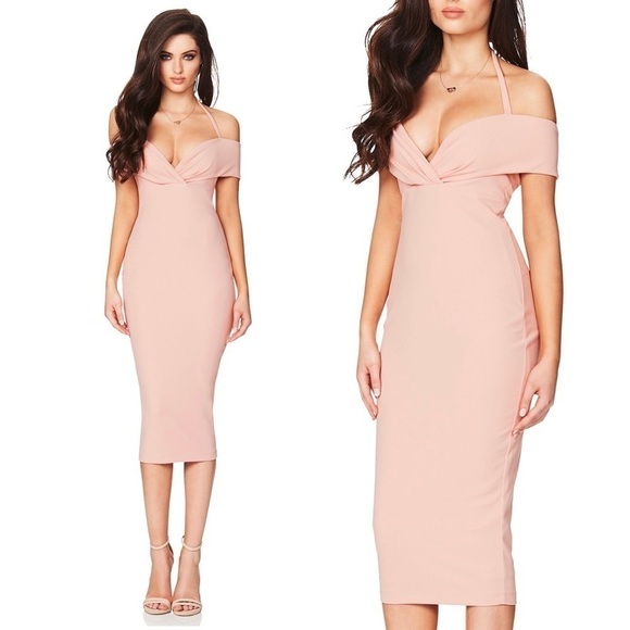 Nookie Athena Midi Dress in Blush Large - Picture 1 of 9